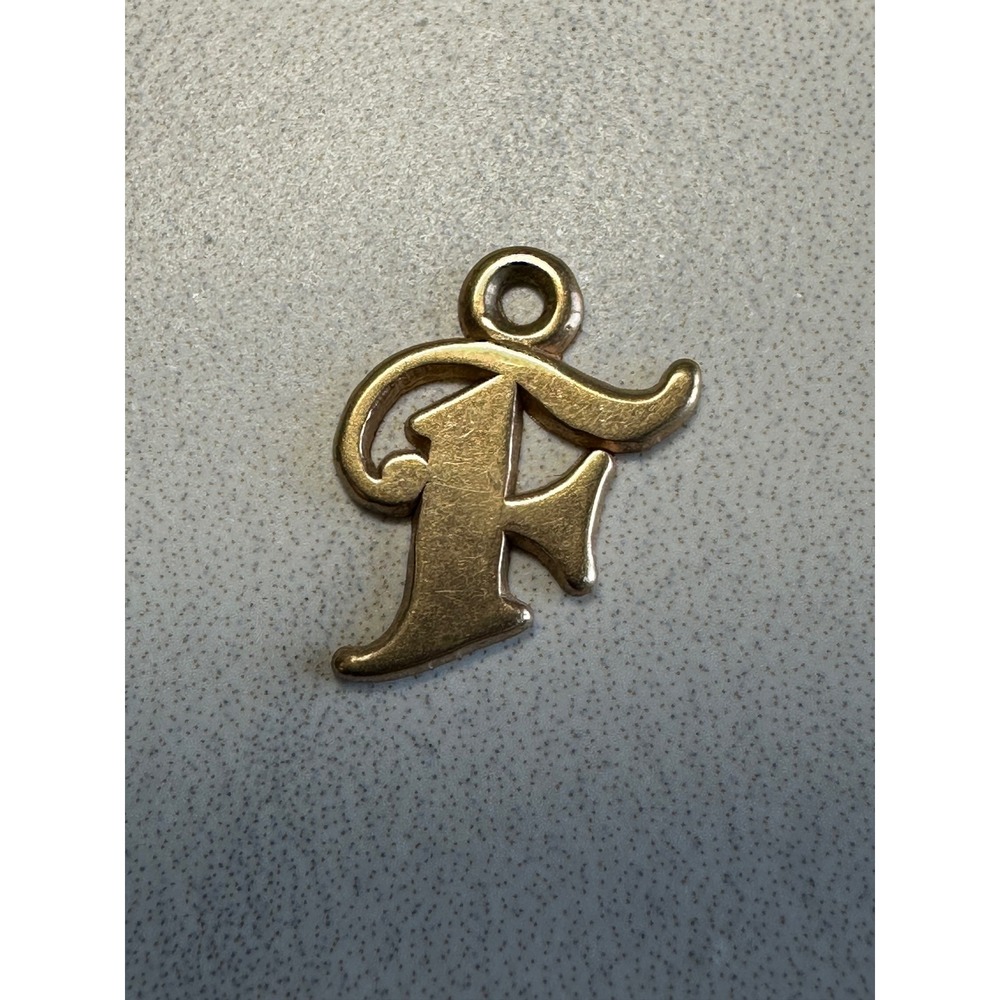 10k Yellow Gold Initial F Pendant Old English Gothic Script Letter Charm 0.40g
